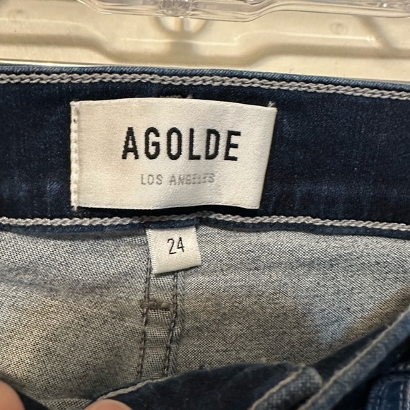 Agolde Sophie High Rise Skinny Crop in Reverb Size 24 Style A018 Raw Hem - Picture 3 of 7